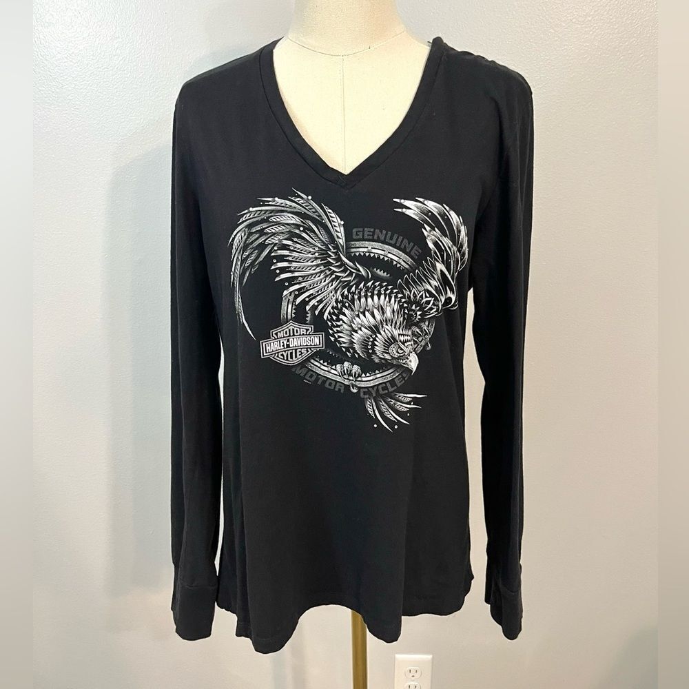 ❄️Harley Davidson Rhinestone Embellished Long‎ Sleeve Tee